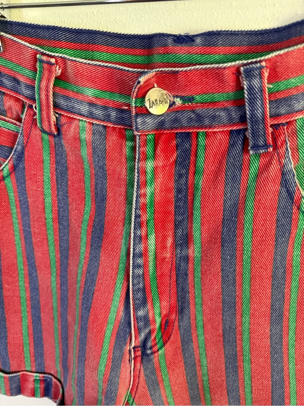 Vintage Striped Denim Shorts High Rise Novelty 90s Retro - Picture 3 of 9